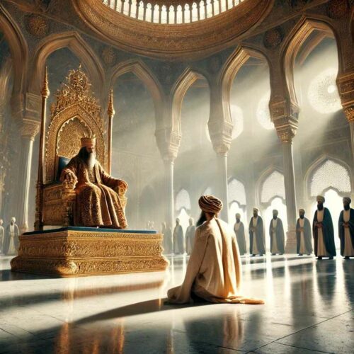 Der alte Sufi vor dem König der seine Emotionen nicht kontrollieren konnte