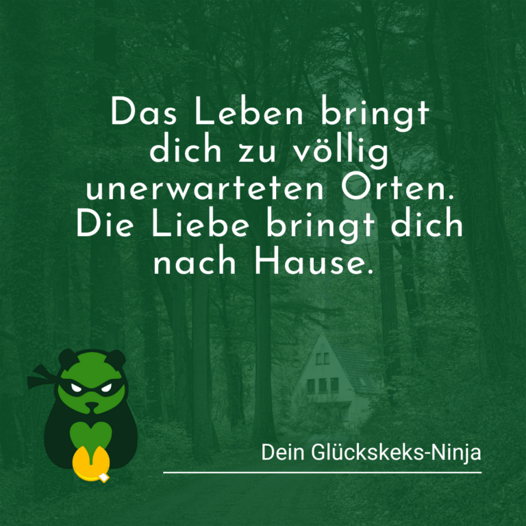 Das Leben bringt dich zu völlig unerwarteten Orten. Die Liebe bringt dich nach Hause.